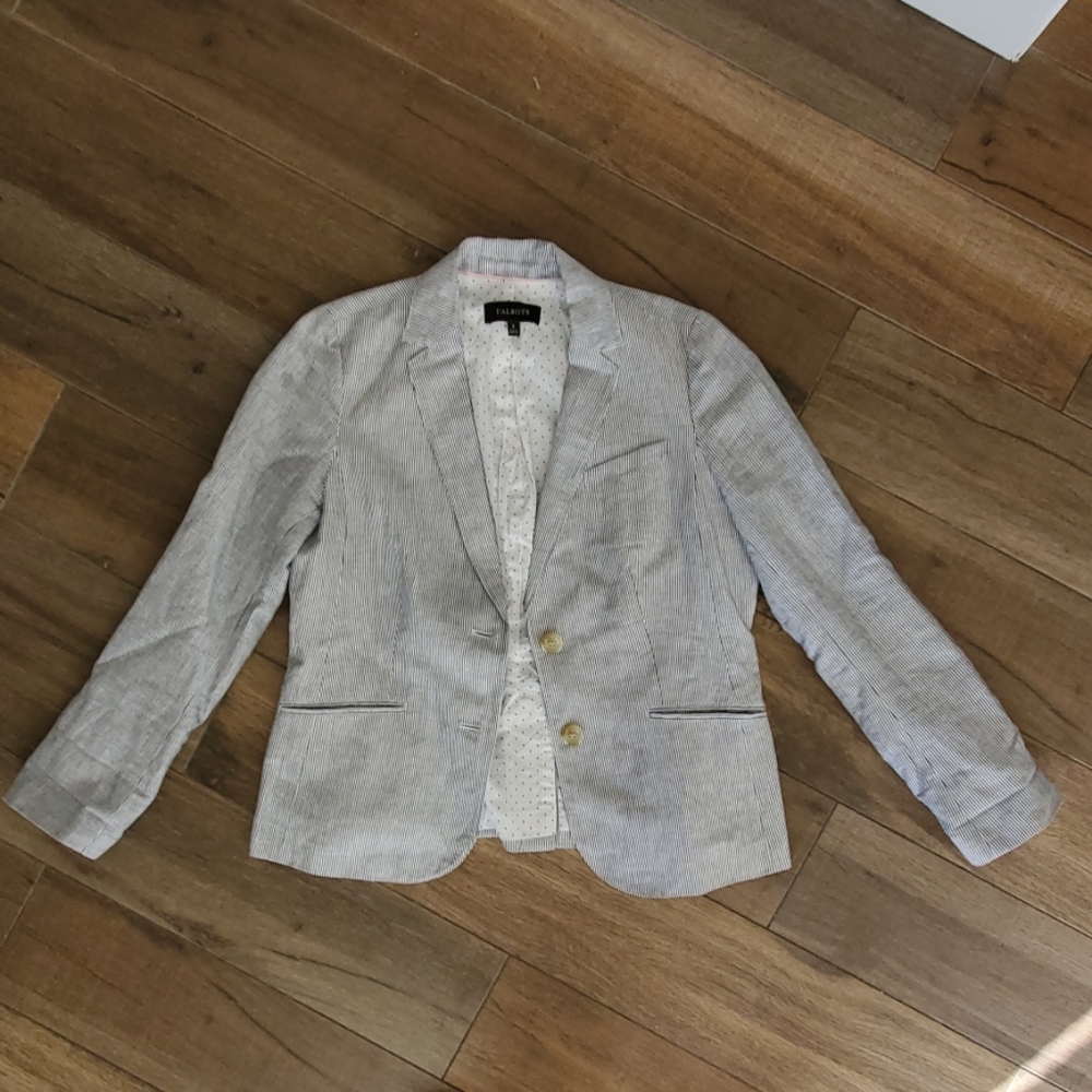 TALBOTS Seersucker Jacket with Polkadot Lining